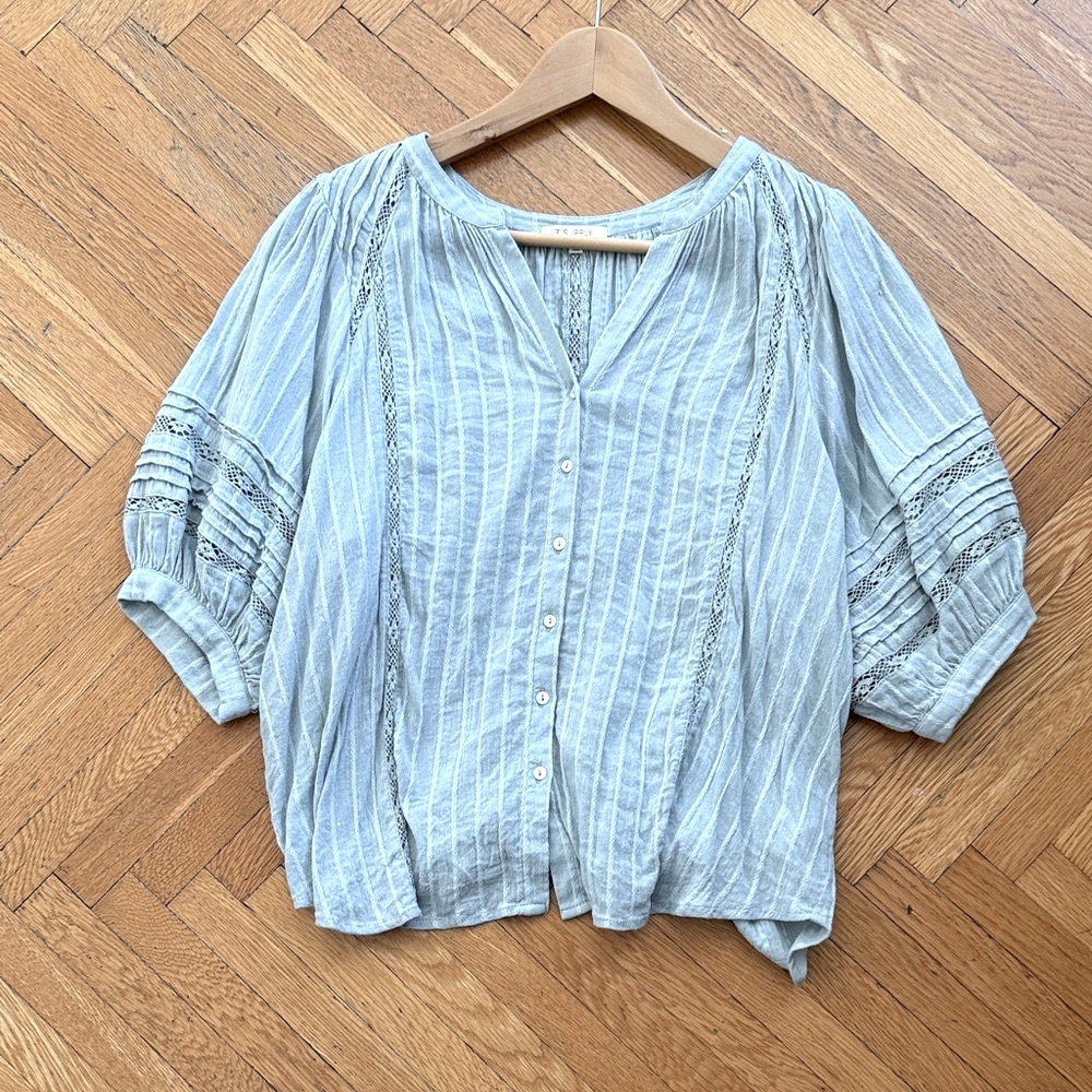 Z Supply Elliot Lace Inset Top - Large - sea spray green - excellent condition - Picture 2 of 7